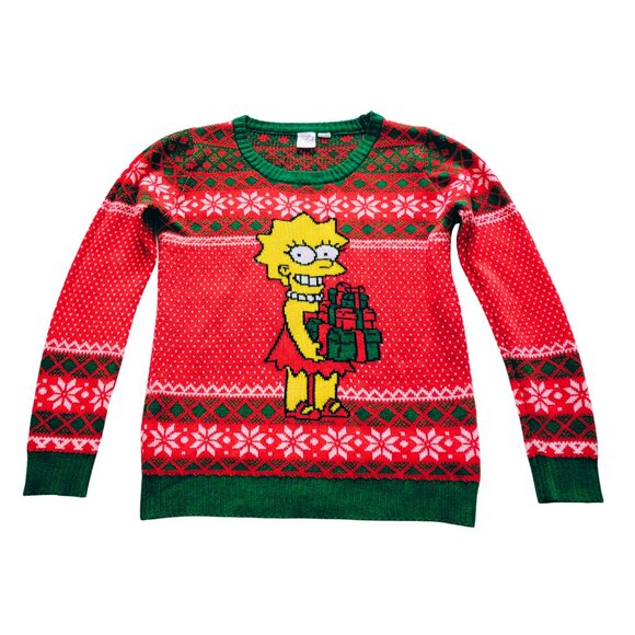 Lisa Simpson Ugly Christmas Sweater - Women’s Size Large - Excellent Condition - Picture 1 of 6